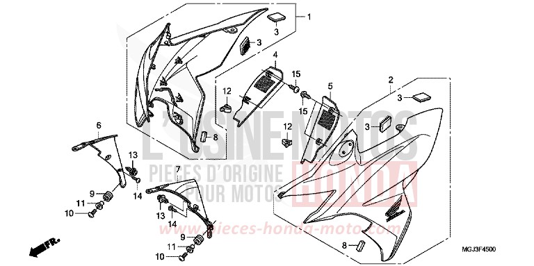 CAPOT AVANT de CBF1000F ABS PEARL SIENA RED (R320) de 2011